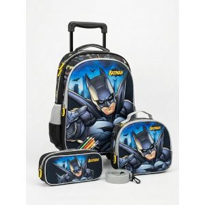 Set Scolaire 3-en-1 "Batman" (Cartable à Roulettes, Sac Repas et Trousse)