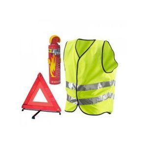 Pack de sécurité voiture -Triangle d'en panne /Gilet fluorescent /Extincteur