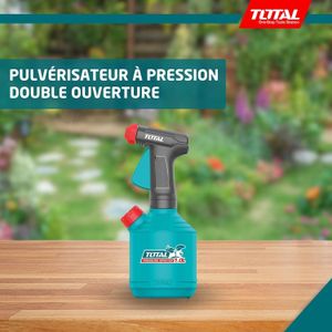 TOTAL Pulvérisateur à Pression Manuel 1L - Buse Réglable et Double Ouverture pour Jardin