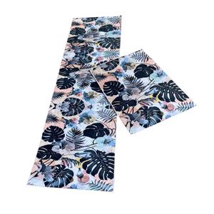 مجموعة من سجادتين مطبخ غير قابلة للانزلاق وقابلة للغسل مع ملصق مضاد للغبار