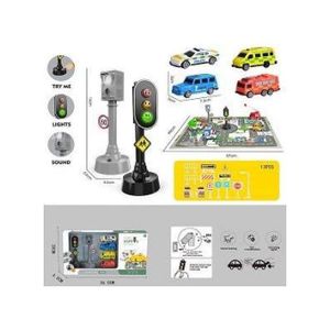 Ensemble de jeu de voiture de 7 cm avec feux de circulation, radar et panneaux de signalisation, aire de jeu 57 x 44 cm
