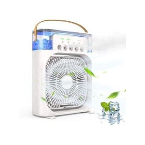 Ventilateur Portable 3 en 1 - Climatiseur, Humidificateur et Refroidisseur d'Air par USB avec Veilleuse LED