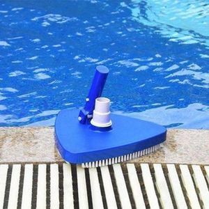 Balai triangulaire bleu avec brosse pour nettoyage fond piscine
