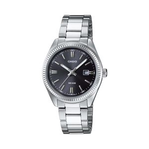 Casio Montre classique au cadran noir et index argente - Dateur - Etanche 50m - D. boitier 30mm - LTP-1302D-1A1V