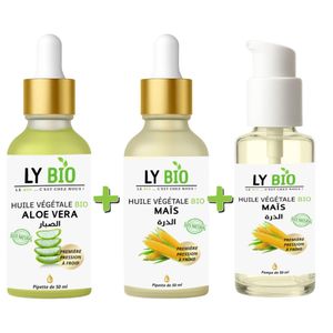 LY BIO PACK HUILE ALOE VERA 50ml - PIPETTE + HUILE MAIS 50ML - PIPETTE + HUILE MAIS 50ML - POMPE