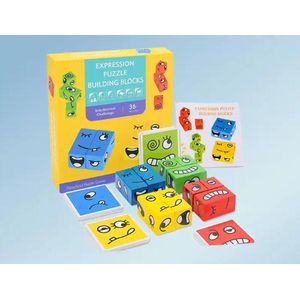  Jeu éducatif-Blocs de construction de puzzle d'expression(Expression Puzzle Building Blocks)