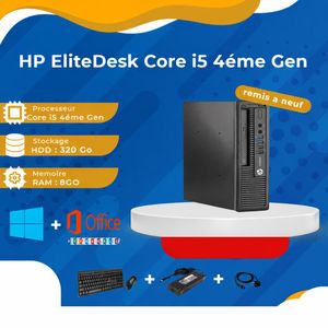 Hewlett Packard EliteDesk 800 G1 USDT Core i5 4th Gen - 8GB RAM - 320GB HDD - Souris + Clavier - REMIS A NEUF