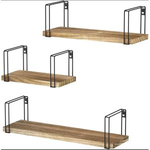 Ensemble de 3 Étagères Murales Suspendues (Style Industriel / Rustique)