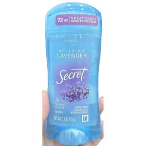 Secret  Déodorant/Anti-transpirant Gel Clair invisible 72 HR au Parfum de Lavande relaxante, pour Homme et Femme 73 g Original (made in USA)
