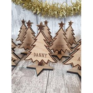 10 Pcs Arbre de Noël avec support, en Bois , Nouvel An Décoration Sans noms