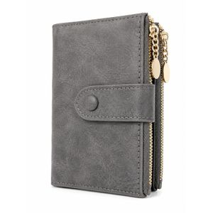 Portefeuille gris compact avec double fermeture zippée - Gris