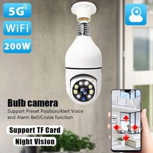Caméra de Sécurité à Ampoule E27 Vision Nocturne 360° Surveillance WIFI Full-HD Lampe Camera 1080P