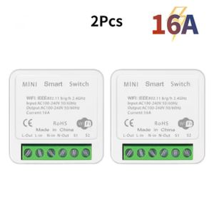 Tuya Pack 2 Interrupteurs intelligent Wi-Fi 16A,, compatible avec Smart Life, Alexa, Google Home