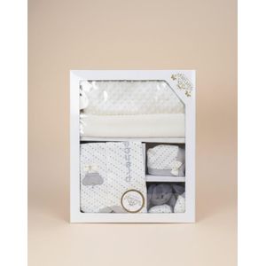 Coffret de Naissance Luxueux avec couverture  - Kit Complet pour Nouveau-Né - Gris & Blanc