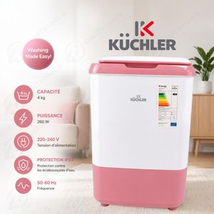 KÜCHLER Mini Machine à Laver 4kg avec minuterie, protection IPX4, KCL-55