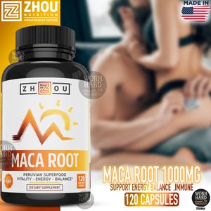 Zhou Maca Root 1000mg Wellness Supplement for Men & Women  Boosts Energy 120 Caps