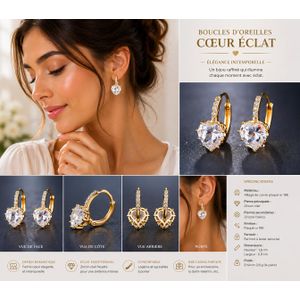 Boucles d’Oreilles Cœur Noir Élégant