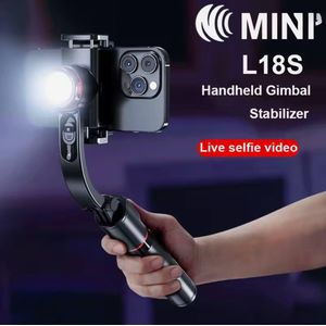 L18s mini, stabilisateur avec lumière intégrée, trépied, rotation AI et design aluminium pour des vidéos stables partout.