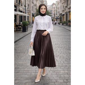 Jupe plissée loungue marron 