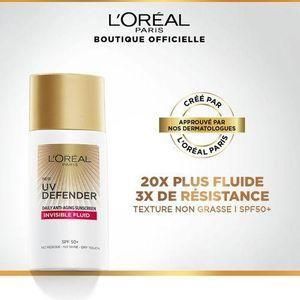 L'Oréal Paris Crème Solaire UV Defender Invisible Fluid Anti-Âge - Photoprotection SPF50+ - 50ml