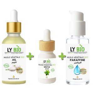 LY BIO PACK HUILE AIL 50ML - PIPETTE + HUILE ESSENTIEL MENTHE 10ML + HUILE PARAFFINE 50ML - POMPE