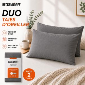 Beckendörff Duo Taies d’Oreillers 70x45 cm – (Pack de 2) – 100% Cotonelle - Hypoallergénique, Facile à Entretenir Et Durable - Gris