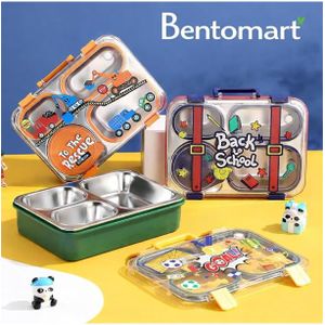 Lunch Box Enfant 700 ml en Acier Inoxydable – 3 Compartiments Anti-Fuite, Boîte Repas avec Poignée, Idéale École (Vert)