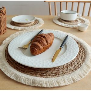 Napperon en paille ronde tissée