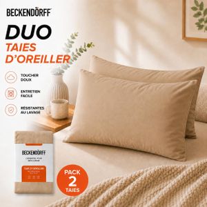 Beckendörff Duo Taies d’Oreillers 70x45 cm – (Pack de 2) – 100% Cotonelle - Hypoallergénique, Facile à Entretenir Et Durable - Beige