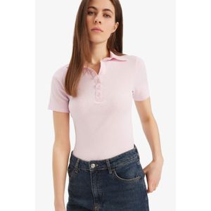 Defacto تيشيرت بولو بنات نص كم مضلع سليم فيت برقبة بولو