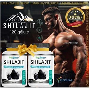 Herbo Ridouane 2x bottel de 120 Gélules xtrait de Shilajit COMPLEMENT ALIMENTAIRE et Riche en acide fulvique de l'Himalaya 300mg - Haute résistance 60 Gélules.Y.R