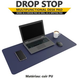 Drop Stop لوحة مكتب احترافية من الجلد الصناعي، منظم مكتب، إكسسوارات مكتب، وسادة فأرة – أزرق داكن