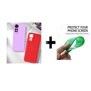 Case Pack : 2 pochette Redmi Note 11 pro  (4G) silicone Goma Rouge et Mauve + ciramik