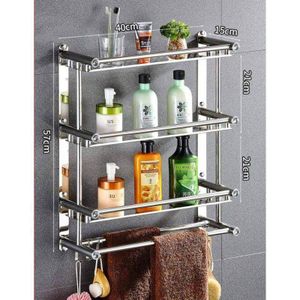 Support de Rangement Mural 4 Étagères – Organisateur en Acier Inoxydable pour Salle de Bain & Cuisine