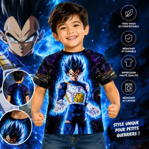 T-Shirt Enfant Vegeta – Dragon Ball Impression 3D Haute Qualité 