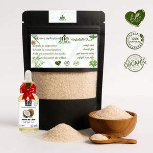 BIO SANTE Psyllium en éclats épaississant recettes 500 g + huile de Coco 30ml gratuit