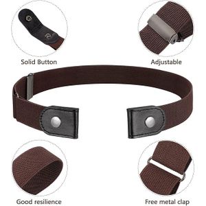 حزام مرن متعدد الاستخدامات للنساء والرجال مع مشبك غير مرئي، بني