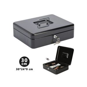 Caisse Monnaie Billet Pièce avec Plateau Compartimenté - Noir 30CM