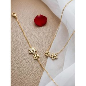 Parure "Duo de Fleurs" – Ensemble Collier et Bracelet Floraux et Diamantés