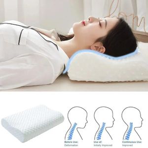 Oreiller médical ergonomique en latex, oreiller à mémoire de forme, coussin orthopédique de soutien pour le cou et la tête, oreiller thérapeutique anti-douleur cervicale, confort sommeil, 50x30 cm