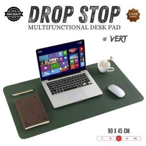 Drop Stop Tapis de Bureau, Grand Tapis de Souris Bureau, Sous Main Bureau Cuir Étanche pour Bureau et Maison (Vert Fonce ,90 * 45cm)