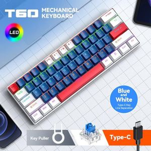 Clavier Mécanique Compact 60% Rétroéclairé LED USB-C - Blue Switch