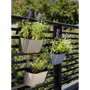 Balconnière suspendue - Plastique résistant - Pour balustrade - Marron, Noire, Beige - L25xL32xH25 cm