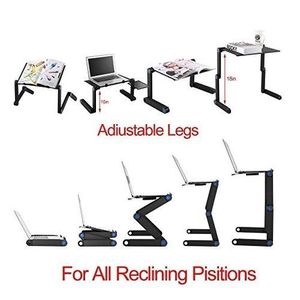 Tn T8 Table pliable multifonctions T8 avec Deux ventilateurs de refroidissement et trois pieds- Pour ordinateur portable et autre…