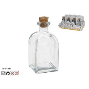 Bouteille huile en verre avec couvercle liège (125 ml)