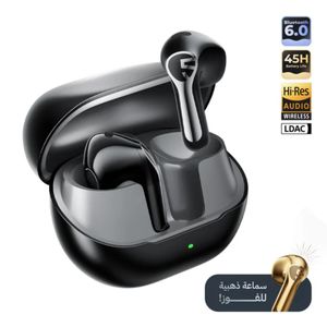 Soundpeats Air6 HS BT 6.0 Écouteurs sans Fil - Écouteurs Semi Intra auriculaire, Haut-Parleur à Triple Aimant de 13 mm avec Codec LDAC, Hi-Res Audio, 45H d'autonomie, 4 MIC ENC, IPX5 - Black