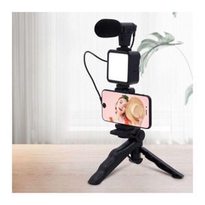 Kit de trépied de téléphone portable avec micro et lumière de remplissage LED