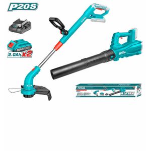 TOTAL Kit Combo Jardinage 20V Sans Fil - Coupe-herbe + Souffleur + 2 Batteries