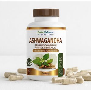 Herbo Ridouane Ashwaganda 300 mg – Complément Alimentaire – 60 Gélules – augmentez l'énergie et l'endurance