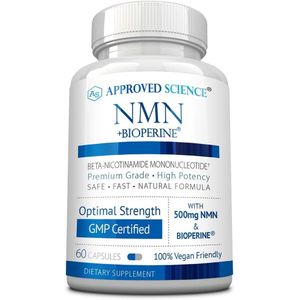 Approved Science NMN - 500 mg de bêta-NMN stable avec BioPerine - Énergie cellulaire, vieillissement en santé